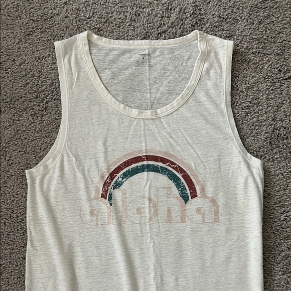 EUC Aerie Off White Sleeveless T-shirt Dress with Rainbow Graphic Small - Picture 4 of 9